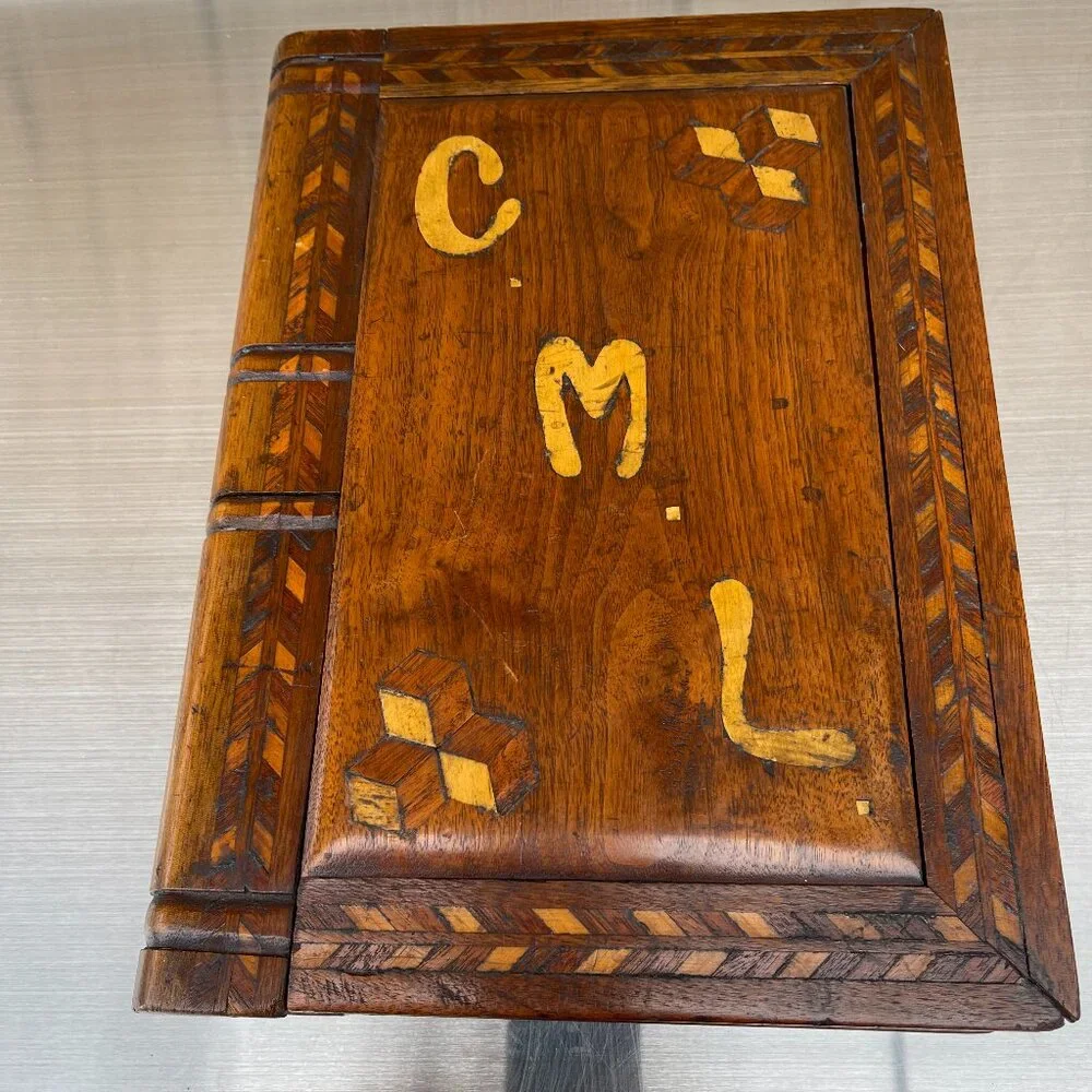 New Mexico Folk Art Marquetry Wood Jewelry Box